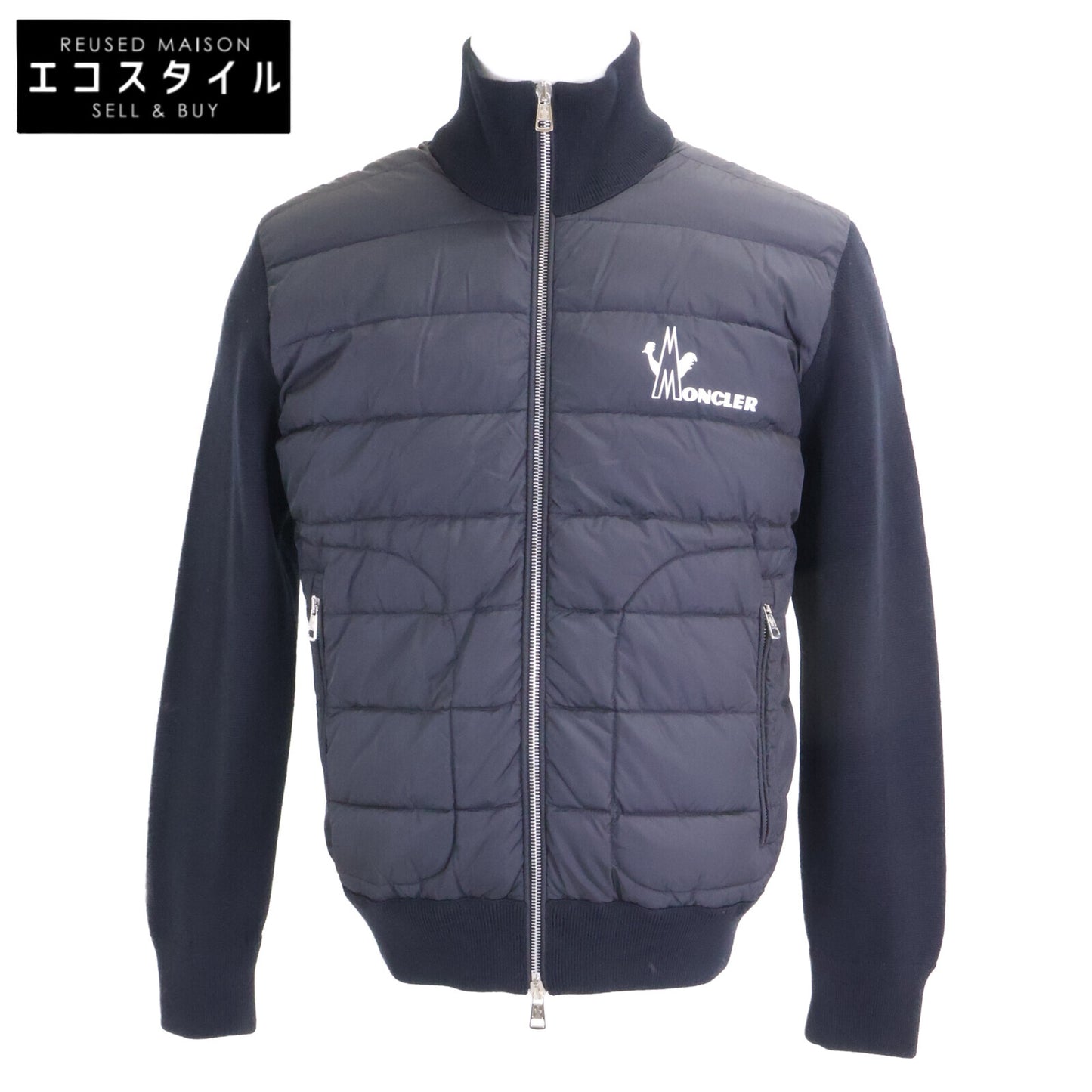 MONCLER モンクレール 【美品】E20919422350 MAGLIONE TRICOT CARDIGAN ロゴプリント ニット/ダウン切替 ジャケット ジャケット