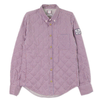 MONCLER GAMME BLEU CAMICIA checked shirt with gold buttons and down filling top