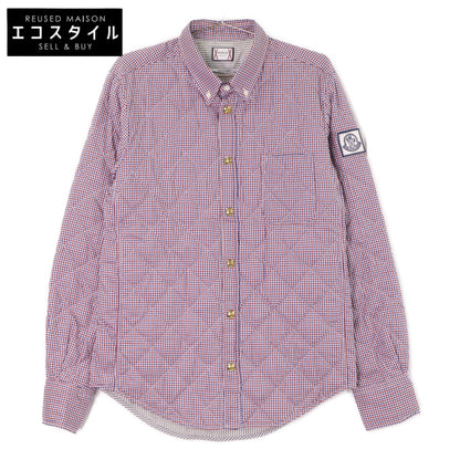 MONCLER GAMME BLEU CAMICIA checked shirt with gold buttons and down filling top