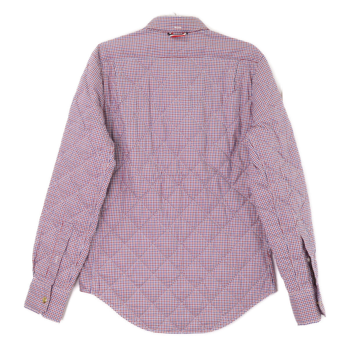 MONCLER GAMME BLEU CAMICIA checked shirt with gold buttons and down filling top