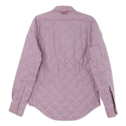 MONCLER GAMME BLEU CAMICIA checked shirt with gold buttons and down filling top