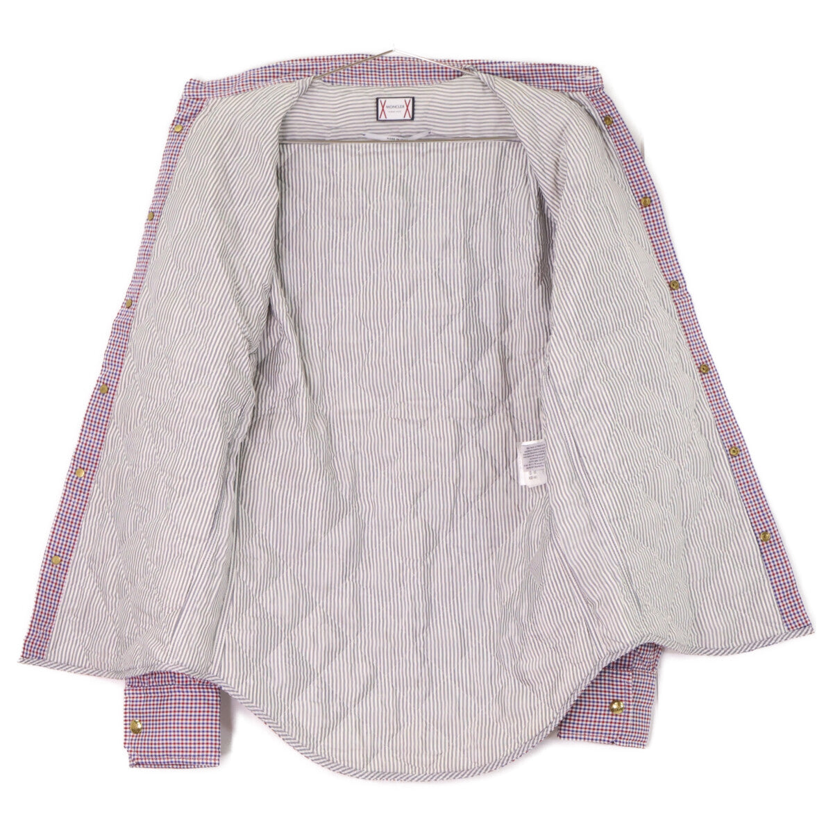 MONCLER GAMME BLEU CAMICIA checked shirt with gold buttons and down filling top