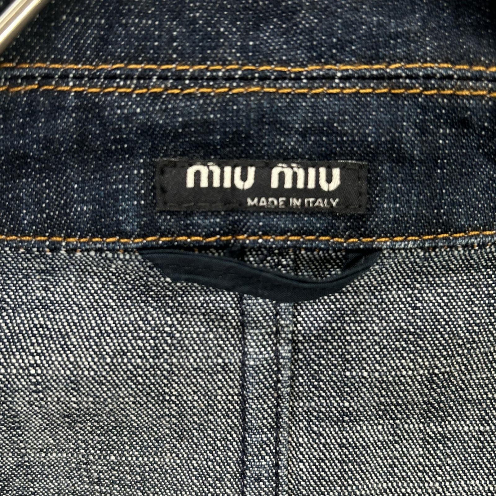 MIUMIU ミュウミュウ インディゴ ステッチデザイン テーラードデニムジャケット ジャケット