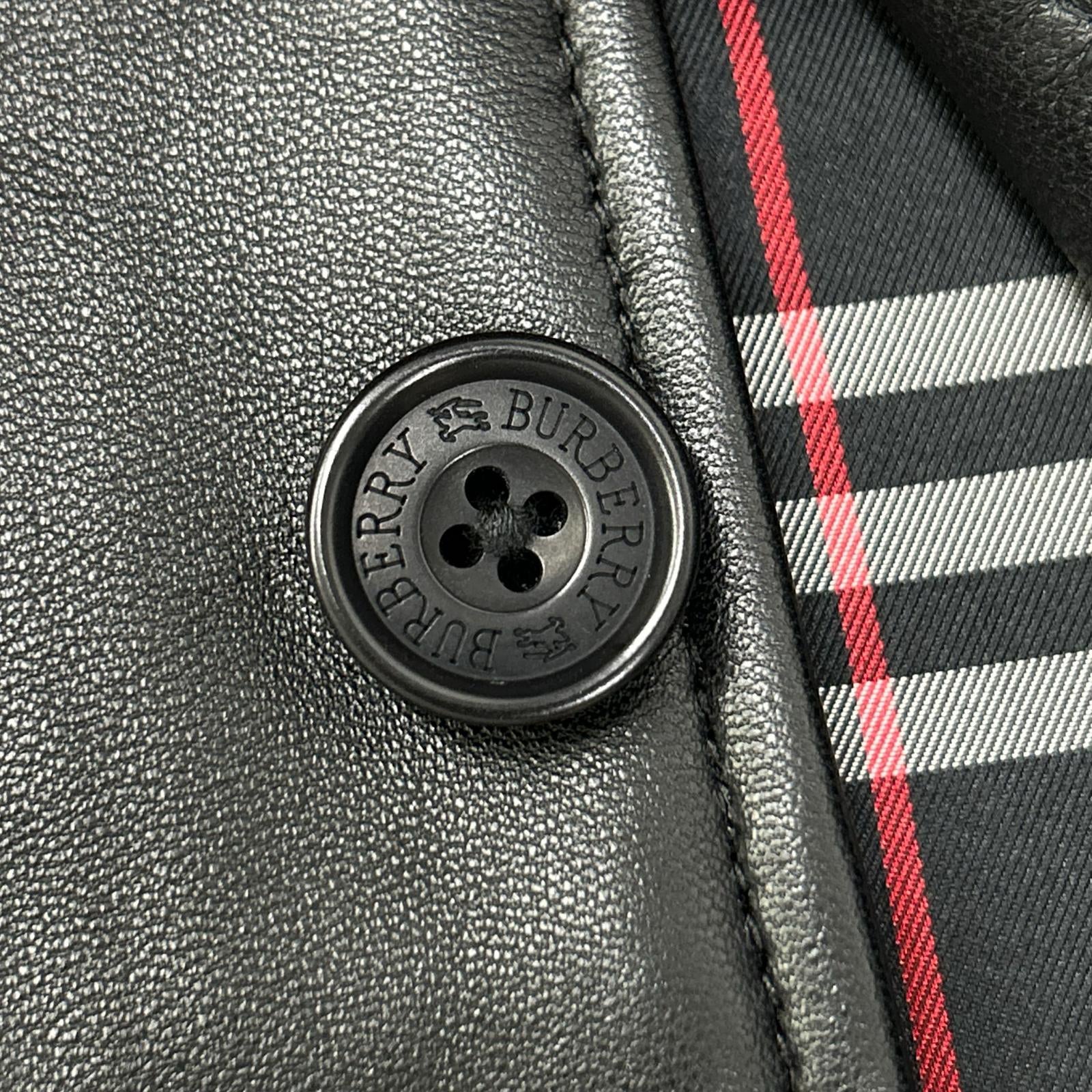 Burberry Black Label バーバリーブラックレーベル BME95-705-09 ブラック 羊革 裏地チェック3Bテーラードレザージャケット ジャケット