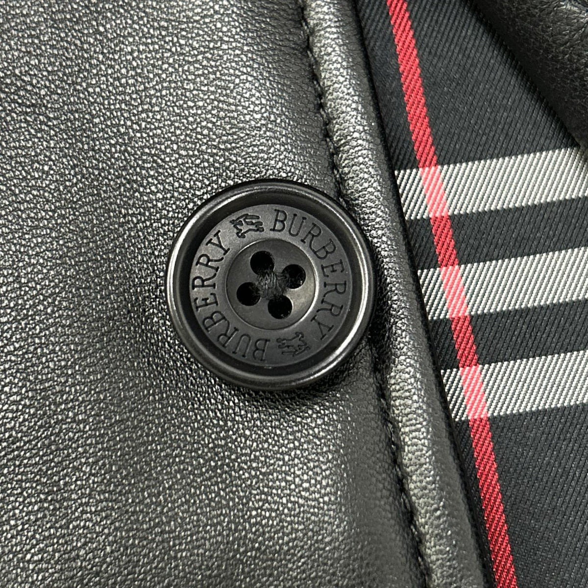 Burberry Black Label バーバリーブラックレーベル BME95-705-09 ブラック 羊革 裏地チェック3Bテーラードレザージャケット ジャケット