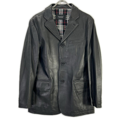 Burberry Black Label バーバリーブラックレーベル BME95-705-09 ブラック 羊革 裏地チェック3Bテーラードレザージャケット ジャケット