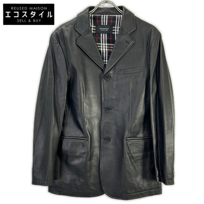 Burberry Black Label バーバリーブラックレーベル BME95-705-09 ブラック 羊革 裏地チェック3Bテーラードレザージャケット ジャケット