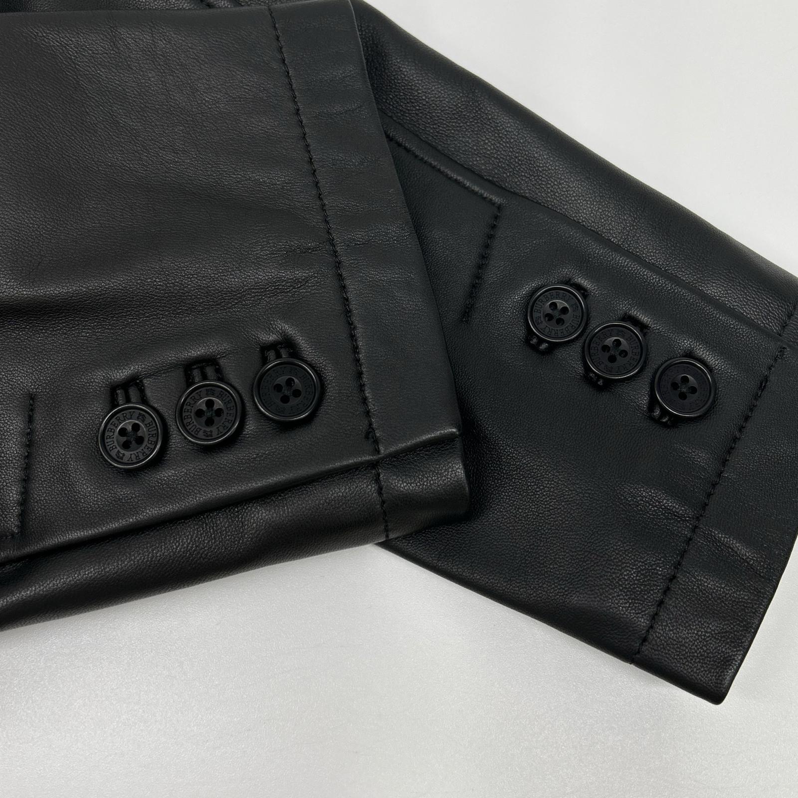 Burberry Black Label バーバリーブラックレーベル BME95-705-09 ブラック 羊革 裏地チェック3Bテーラードレザージャケット ジャケット
