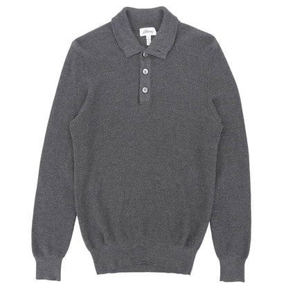Brioni ブリオーニ シェルボタン ウールニット ポロシャツ トップス メンズ グレー 50 トップス