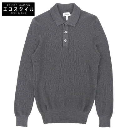Brioni ブリオーニ シェルボタン ウールニット ポロシャツ トップス メンズ グレー 50 トップス