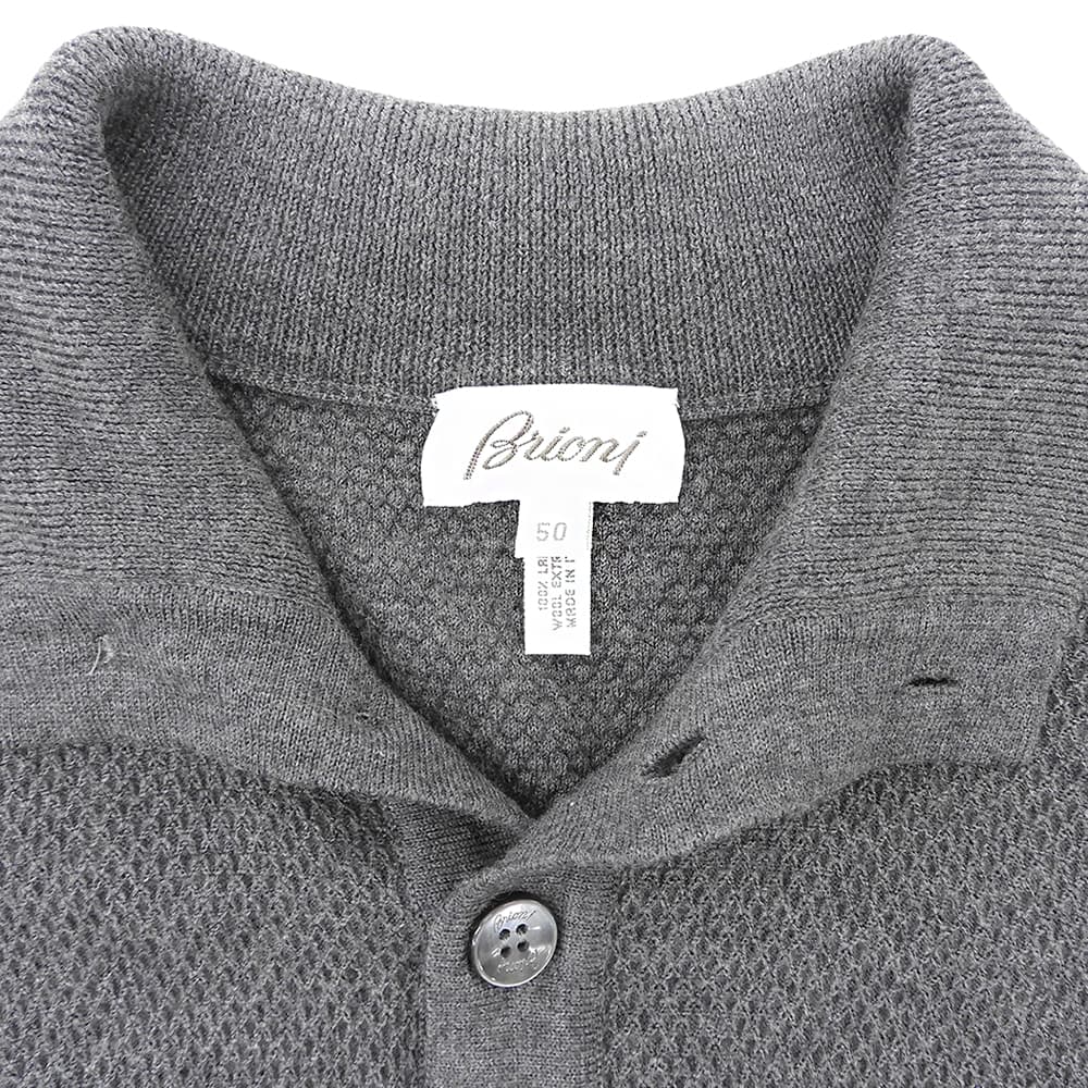 Brioni ブリオーニ シェルボタン ウールニット ポロシャツ トップス メンズ グレー 50 トップス
