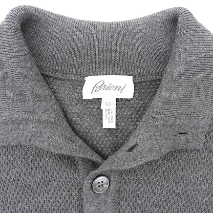 Brioni ブリオーニ シェルボタン ウールニット ポロシャツ トップス メンズ グレー 50 トップス