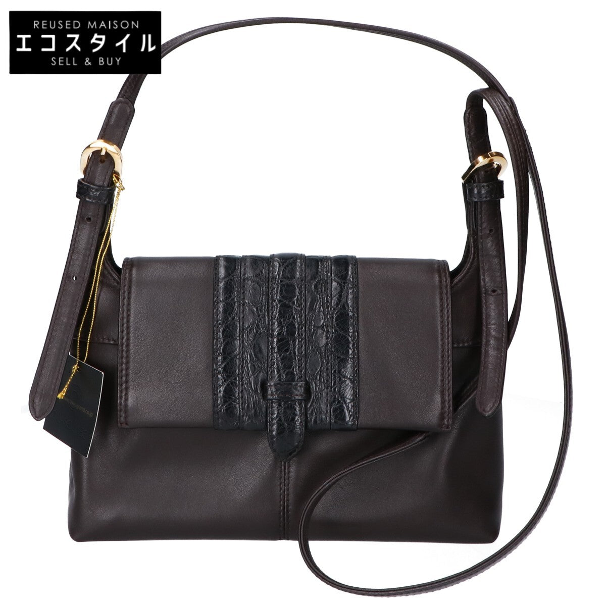 BEAUGRAND ボーグラン 3322-2 ソフト牛/クロコ フラップ ショルダーバッグ