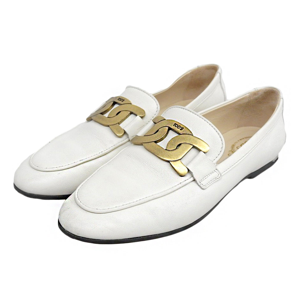 TOD'S トッズ ケイトレザー ローファー シューズ レディース ホワイト 37 1/2 シューズ
