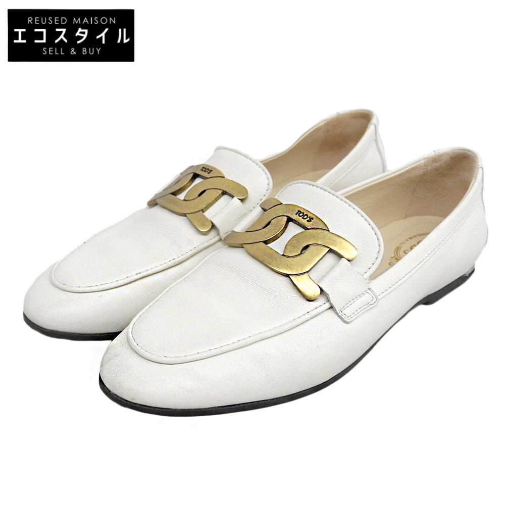 TOD'S トッズ ケイトレザー ローファー シューズ レディース ホワイト 37 1/2 シューズ