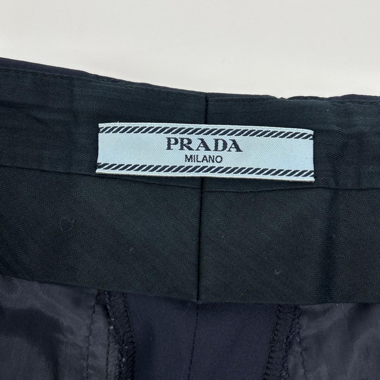 PRADA プラダ P2583 ネイビー 1タック クロップドナイロンパンツ ボトムス