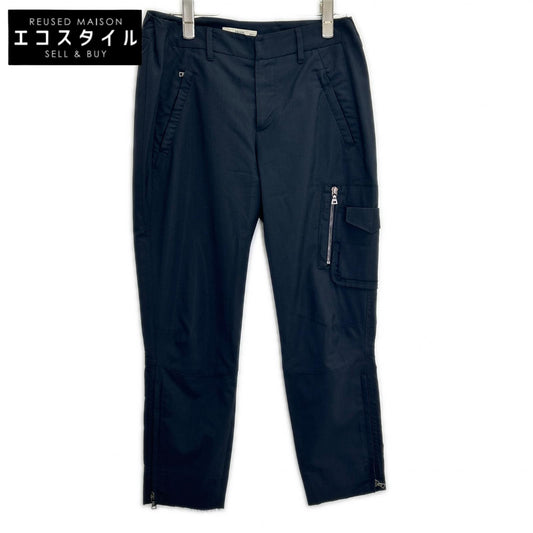 PRADA プラダ P2497 ネイビー ウール ジップポケット テーパードパンツ ボトムス