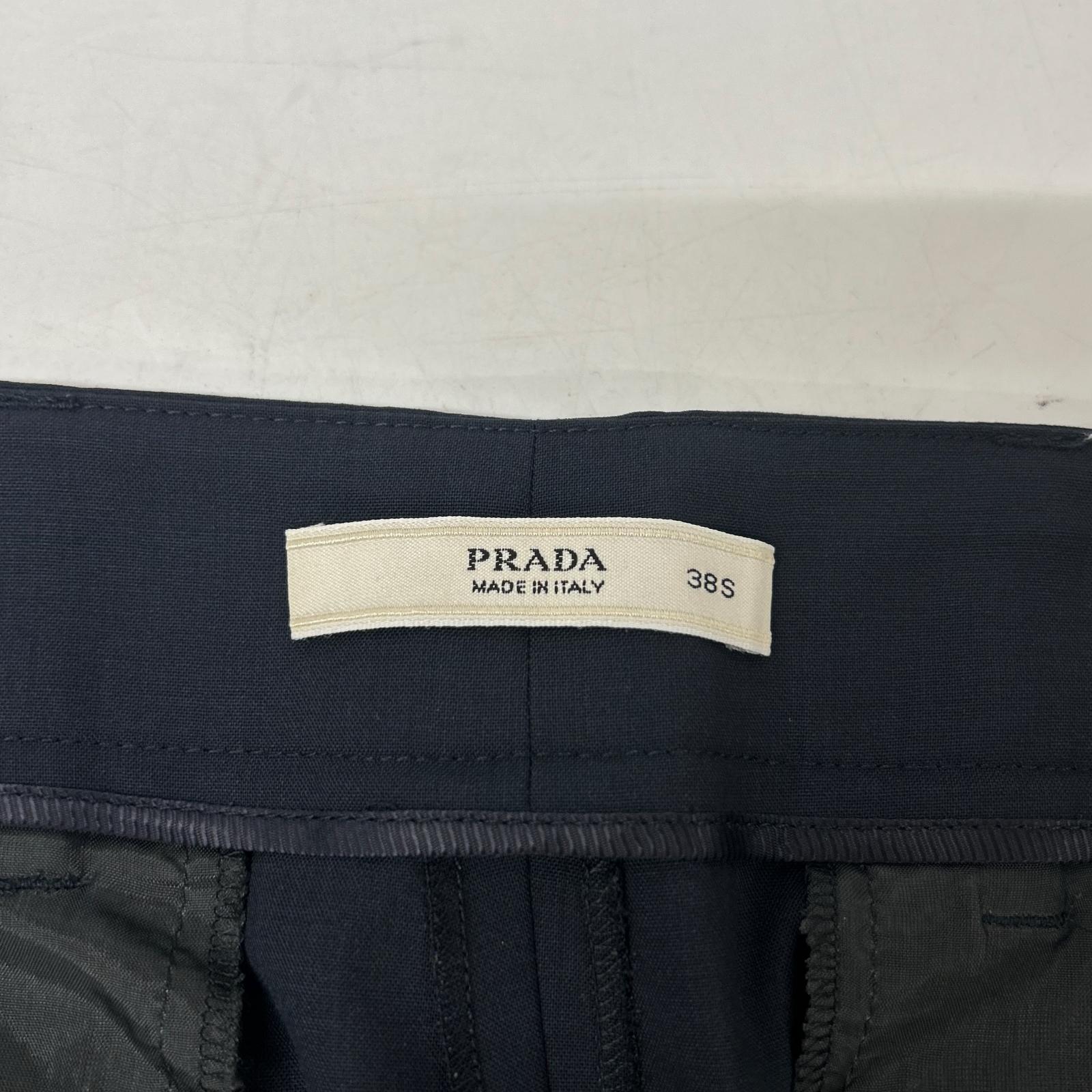 PRADA プラダ P2497 ネイビー ウール ジップポケット テーパードパンツ ボトムス