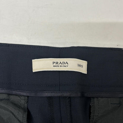 PRADA プラダ P2497 ネイビー ウール ジップポケット テーパードパンツ ボトムス