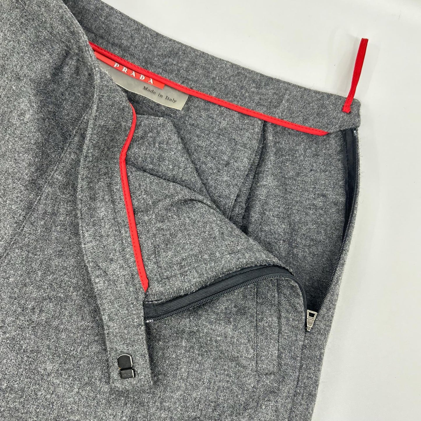 PRADA SPORT gray wool side-zip slacks bottoms