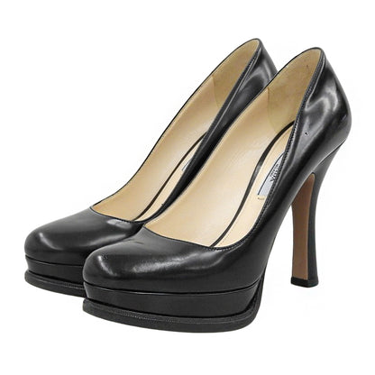 PRADA プラダ レザー ハイヒールパンプス シューズ レディース 黒 ブラック 37 1/2 シューズ
