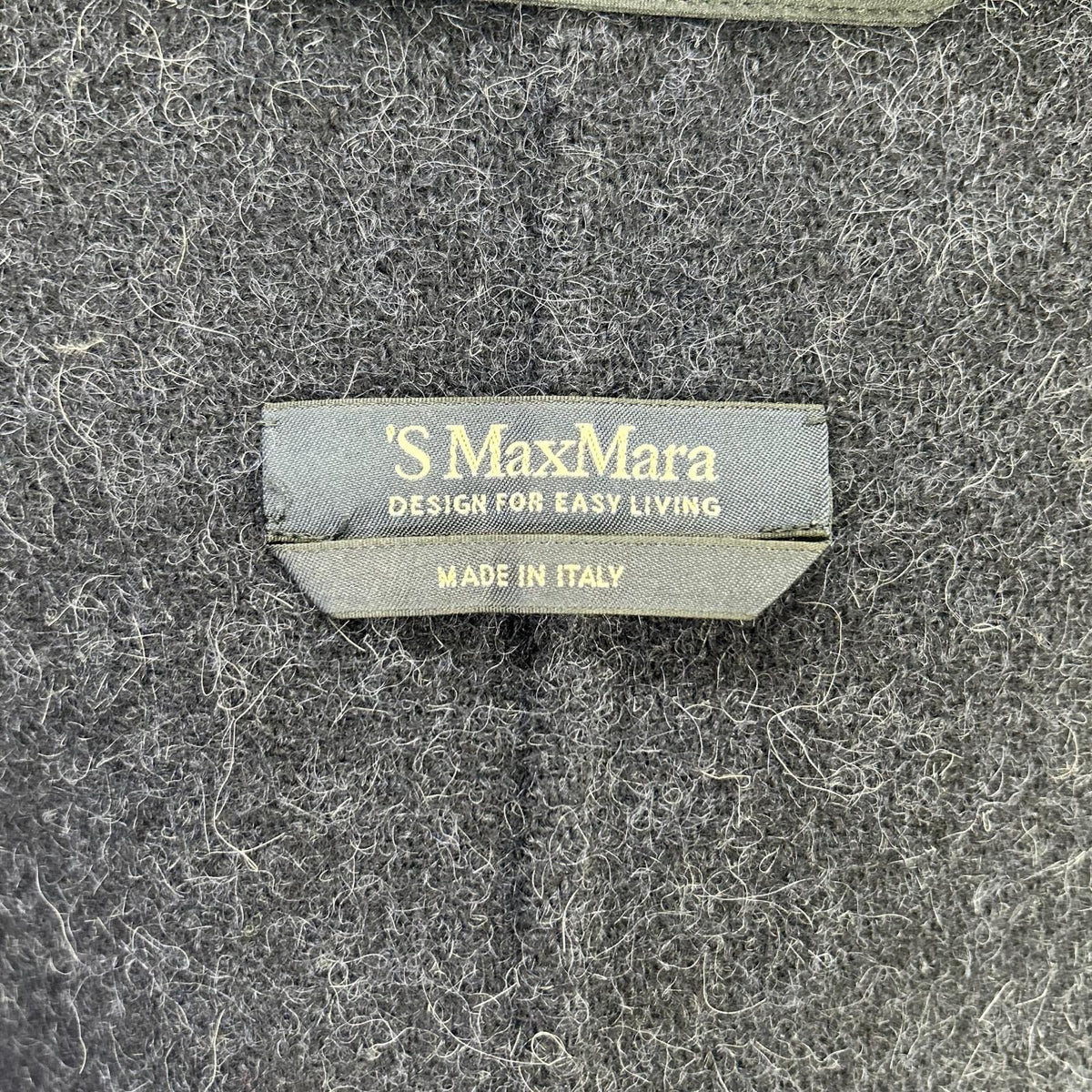 S MaxMara 90160163 Navy Wool Angora CUCITO A MANO Belted Coat Coat