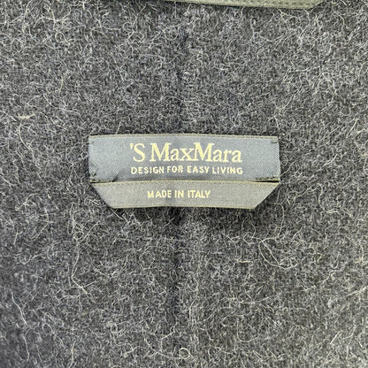 S MaxMara 90160163 Navy Wool Angora CUCITO A MANO Belted Coat Coat