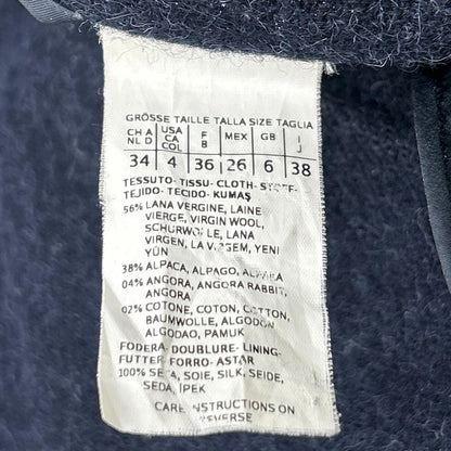 S MaxMara 90160163 Navy Wool Angora CUCITO A MANO Belted Coat Coat