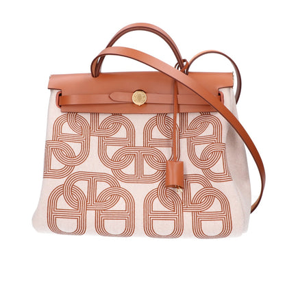 HERMES エルメス 新品同様 W刻印 エールバッグジップPM ルトゥルネ シェーヌダンクル柄 フォーブ ヴァッシュハンター トワルアッシュ 2WAY ショルダーバッグ ハンドバッグ