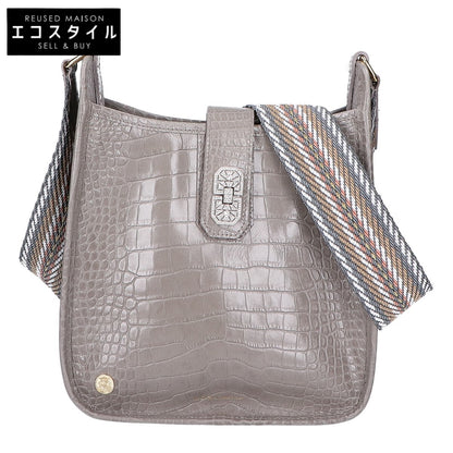 A.D.M.J. Accessoires De Mademoiselle ADMJ 【美品】クロコ型押しレザー アールデコモチーフ デイリー クロスボディ ショルダーバッグ