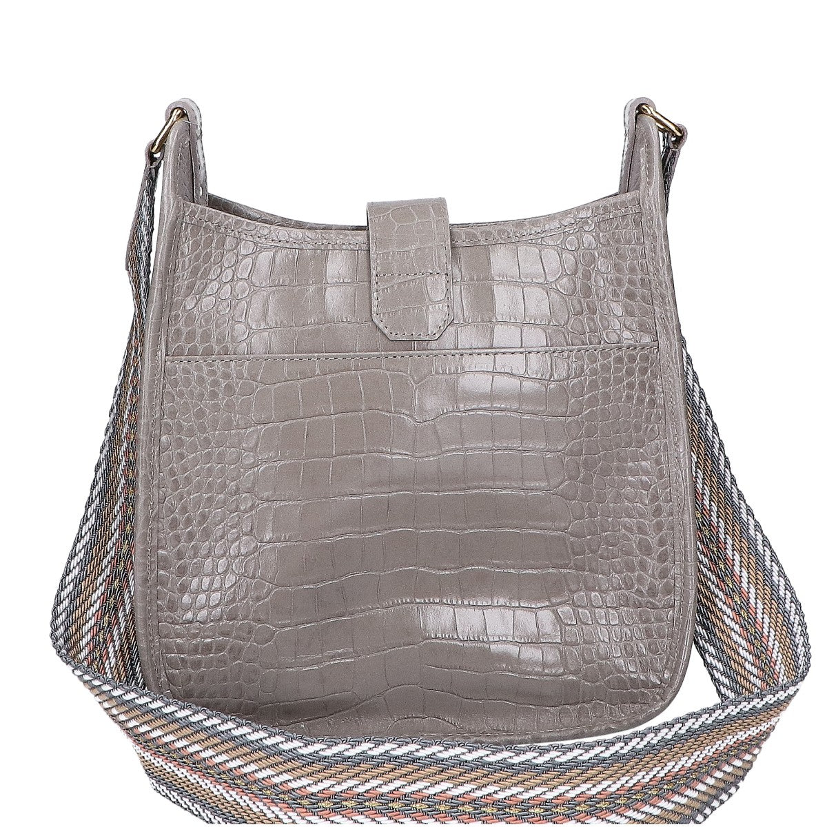 A.D.M.J. Accessoires De Mademoiselle ADMJ 【美品】クロコ型押しレザー アールデコモチーフ デイリー クロスボディ ショルダーバッグ