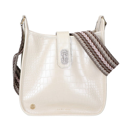 A.D.M.J. Accessoires De Mademoiselle ADMJ 【美品】クロコ型押し アールデコモチーフ デイリー クロスボディ ショルダーバッグ