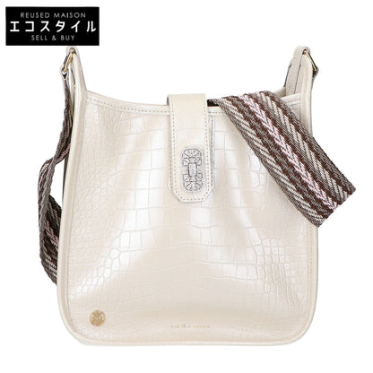 A.D.M.J. Accessoires De Mademoiselle ADMJ 【美品】クロコ型押し アールデコモチーフ デイリー クロスボディ ショルダーバッグ