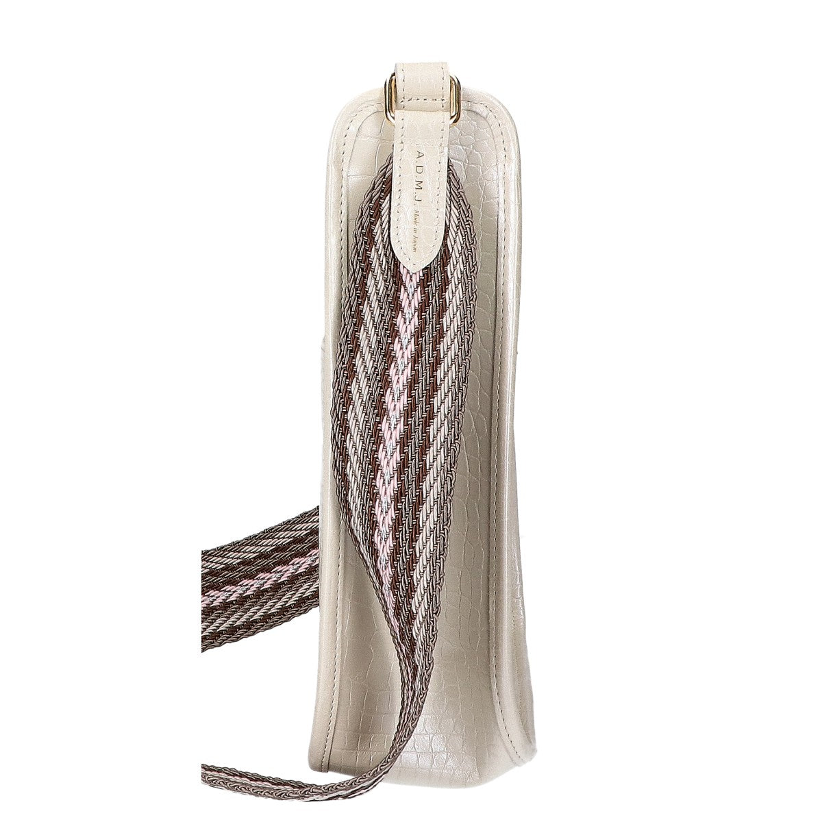 A.D.M.J. Accessoires De Mademoiselle ADMJ 【美品】クロコ型押し アールデコモチーフ デイリー クロスボディ ショルダーバッグ