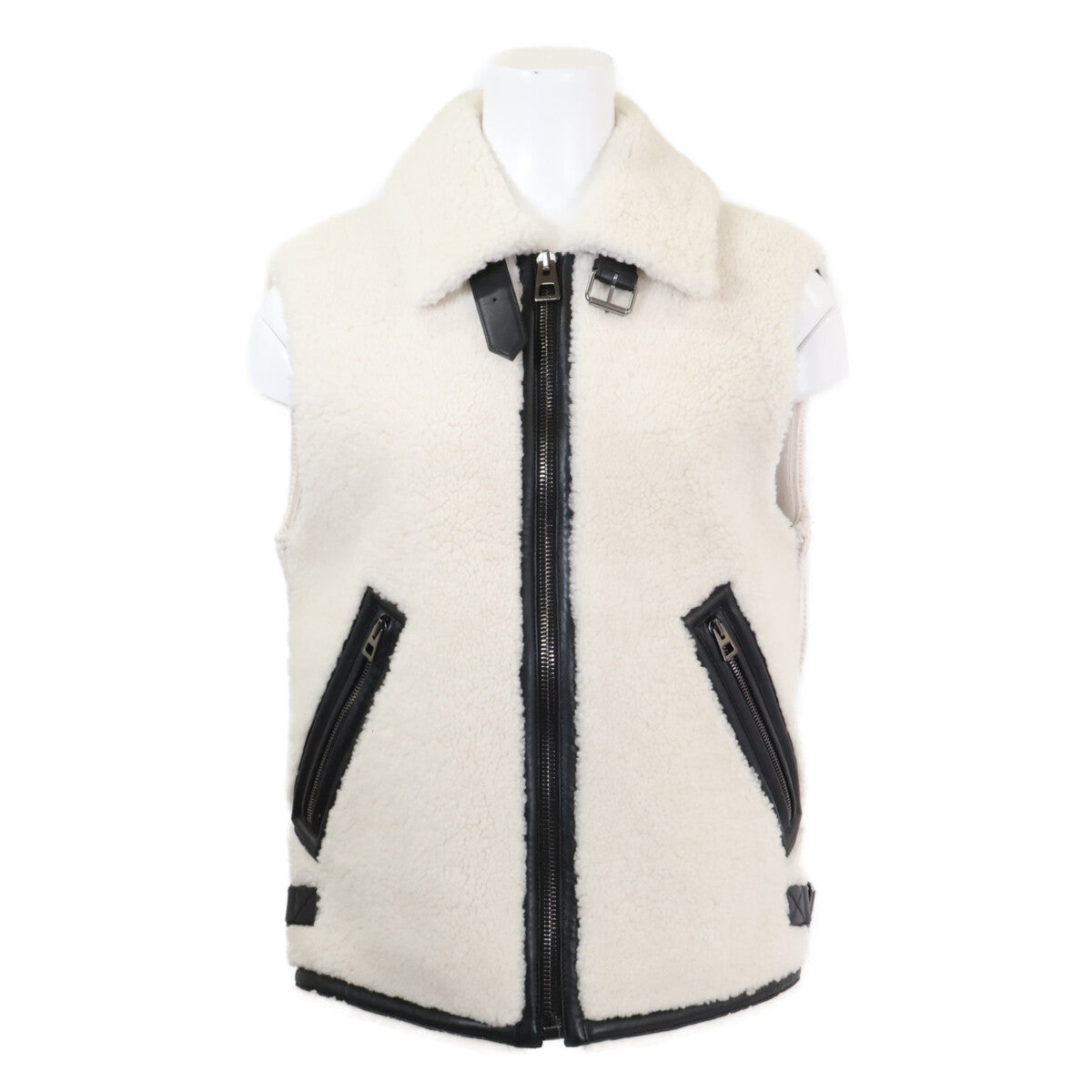 Christian Dior クリスチャンディオール 美品 国内正規 358G44AL841 ラムスキン ムートンファー ウールxカシミア ニット切り替えベスト ジャケット
