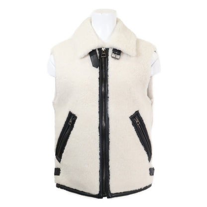 Christian Dior クリスチャンディオール 美品 国内正規 358G44AL841 ラムスキン ムートンファー ウールxカシミア ニット切り替えベスト ジャケット