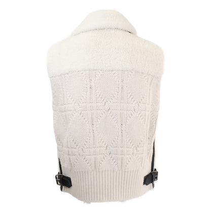 Christian Dior クリスチャンディオール 美品 国内正規 358G44AL841 ラムスキン ムートンファー ウールxカシミア ニット切り替えベスト ジャケット
