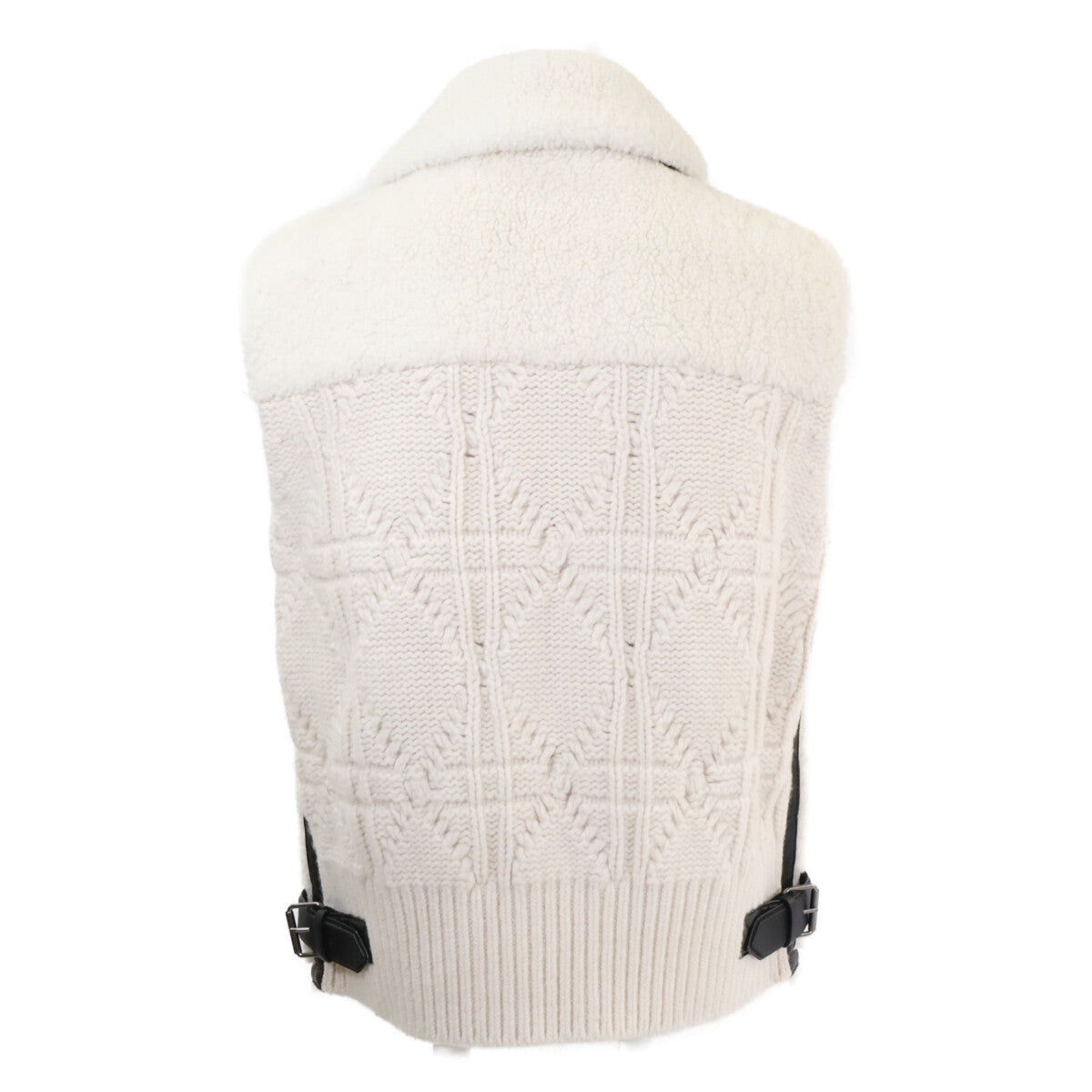 Christian Dior クリスチャンディオール 美品 国内正規 358G44AL841 ラムスキン ムートンファー ウールxカシミア ニット切り替えベスト ジャケット