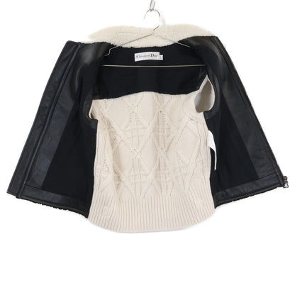 Christian Dior クリスチャンディオール 美品 国内正規 358G44AL841 ラムスキン ムートンファー ウールxカシミア ニット切り替えベスト ジャケット