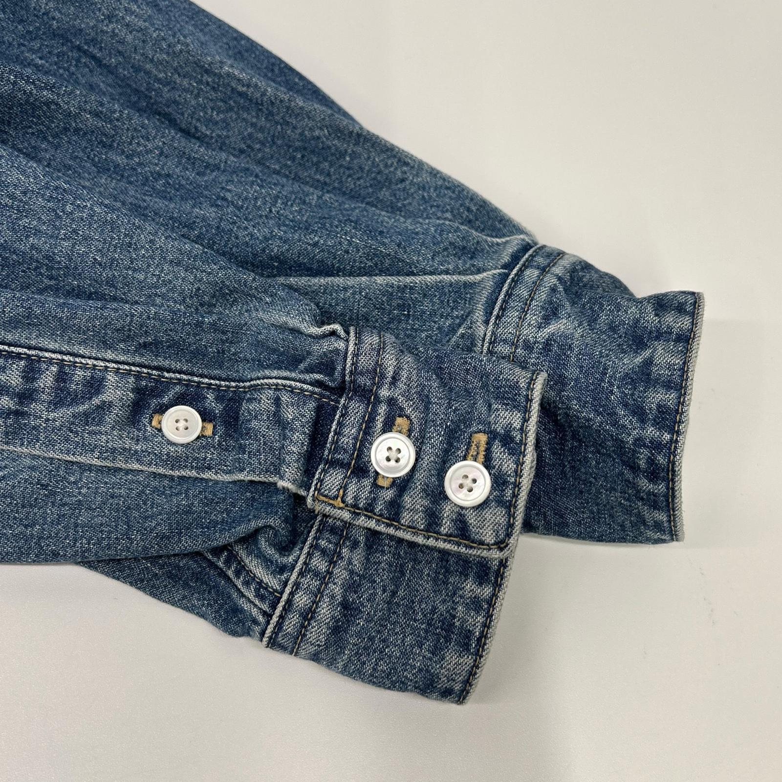 CELINE セリーヌ 2T187459N ブルー コットン100 ユニオンオーシャンウォッシュ デニムクロップドシャツ トップス
