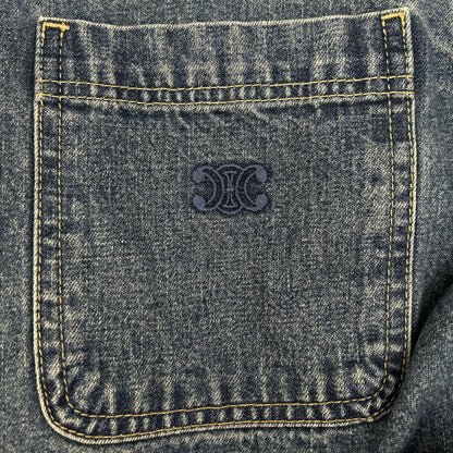 CELINE セリーヌ 2T187459N ブルー コットン100 ユニオンオーシャンウォッシュ デニムクロップドシャツ トップス