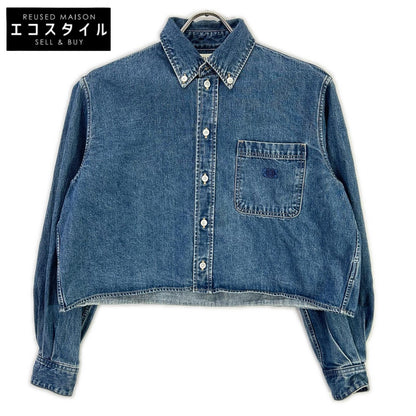 CELINE セリーヌ 2T187459N ブルー コットン100 ユニオンオーシャンウォッシュ デニムクロップドシャツ トップス