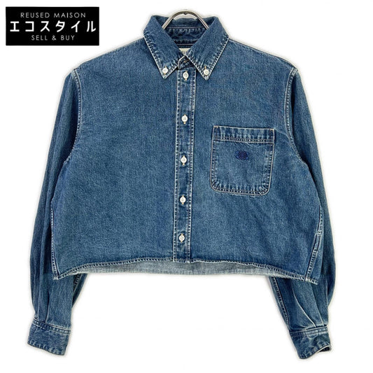 CELINE セリーヌ 2T187459N ブルー コットン100 ユニオンオーシャンウォッシュ デニムクロップドシャツ トップス