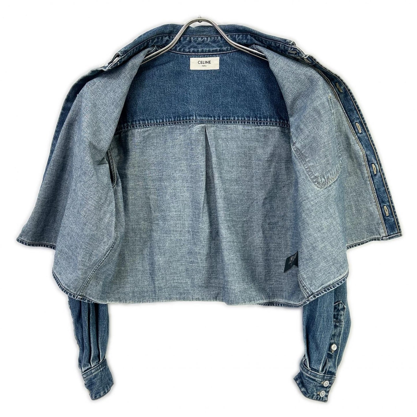 CELINE セリーヌ 2T187459N ブルー コットン100 ユニオンオーシャンウォッシュ デニムクロップドシャツ トップス
