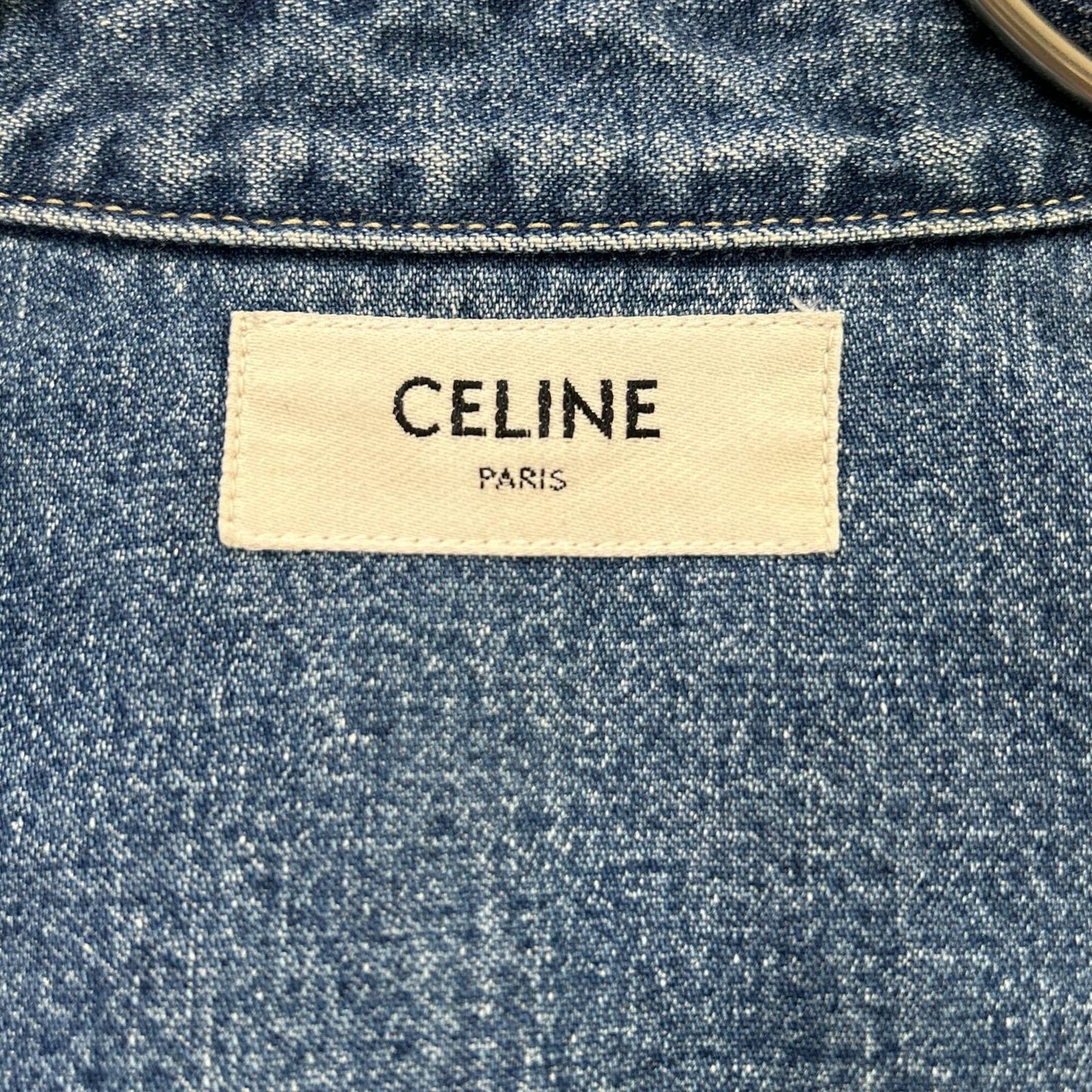 CELINE セリーヌ 2T187459N ブルー コットン100 ユニオンオーシャンウォッシュ デニムクロップドシャツ トップス