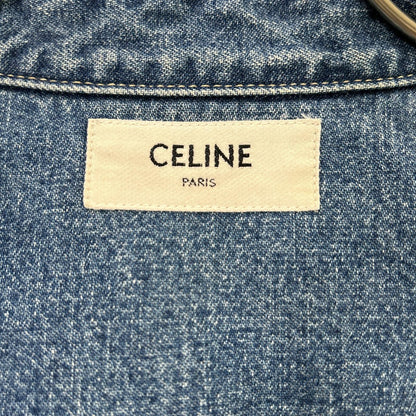 CELINE セリーヌ 2T187459N ブルー コットン100 ユニオンオーシャンウォッシュ デニムクロップドシャツ トップス