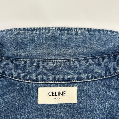 CELINE セリーヌ 2T187459N ブルー コットン100 ユニオンオーシャンウォッシュ デニムクロップドシャツ トップス