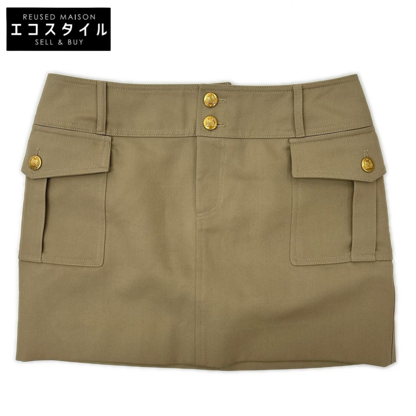 CELINE セリーヌ 2J608092D ベージュ ミリタリー トラペーズミニスカート スカート