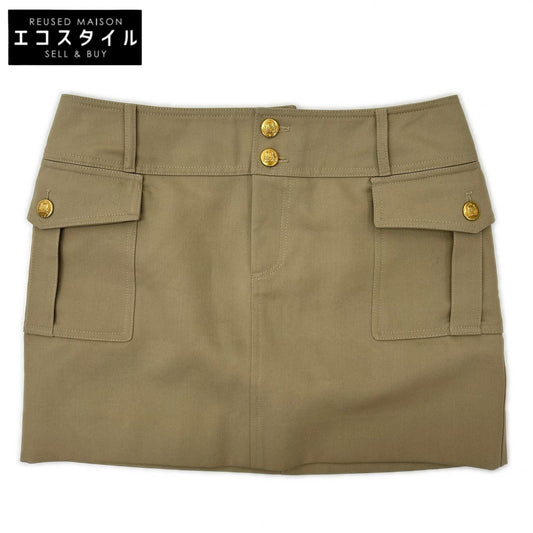 CELINE セリーヌ 2J608092D ベージュ ミリタリー トラペーズミニスカート スカート