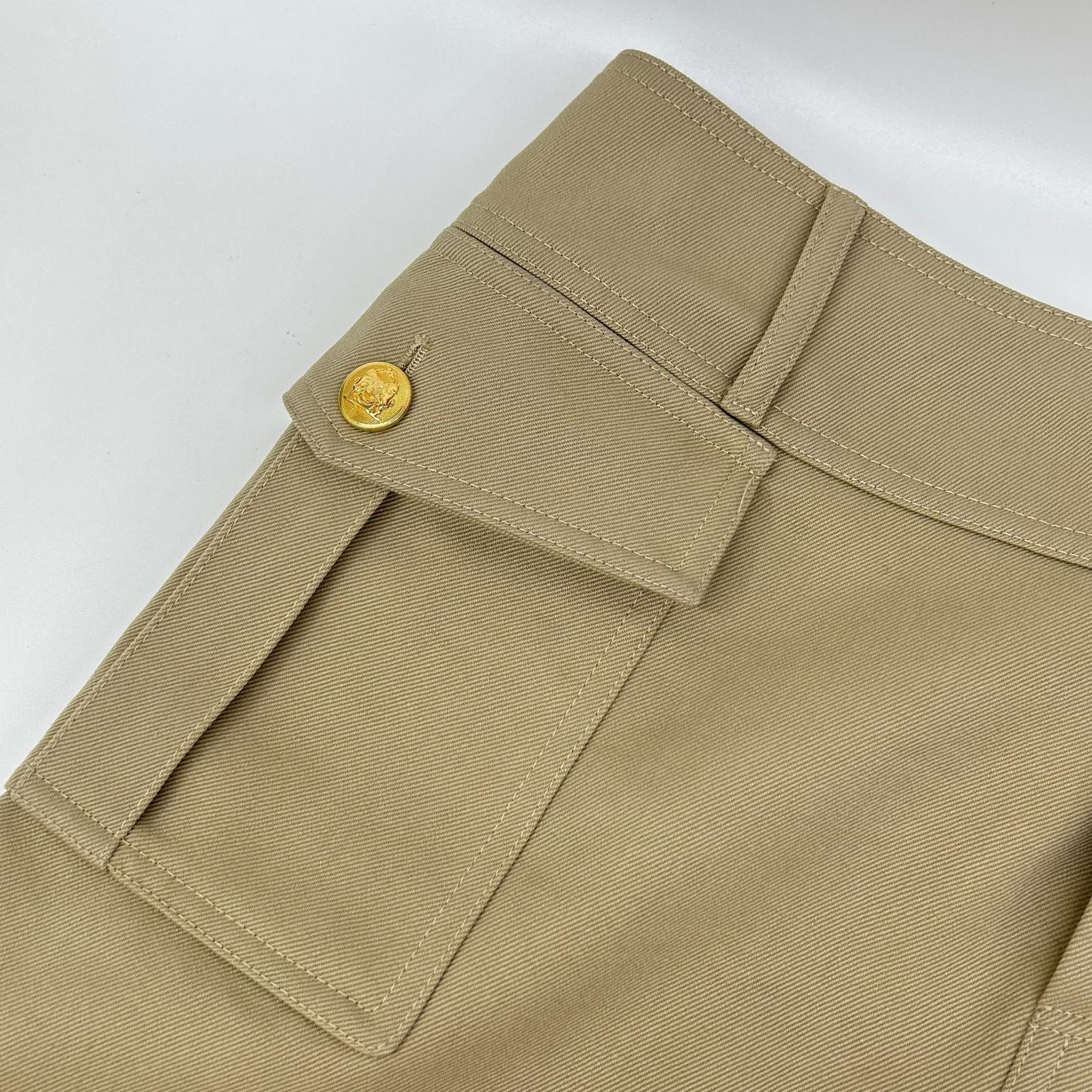 CELINE セリーヌ 2J608092D ベージュ ミリタリー トラペーズミニスカート スカート